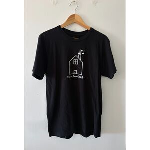 FRESCO House is a Feeling Vtg Y2K House Music Black Graphic T-Shirt Mens Medium